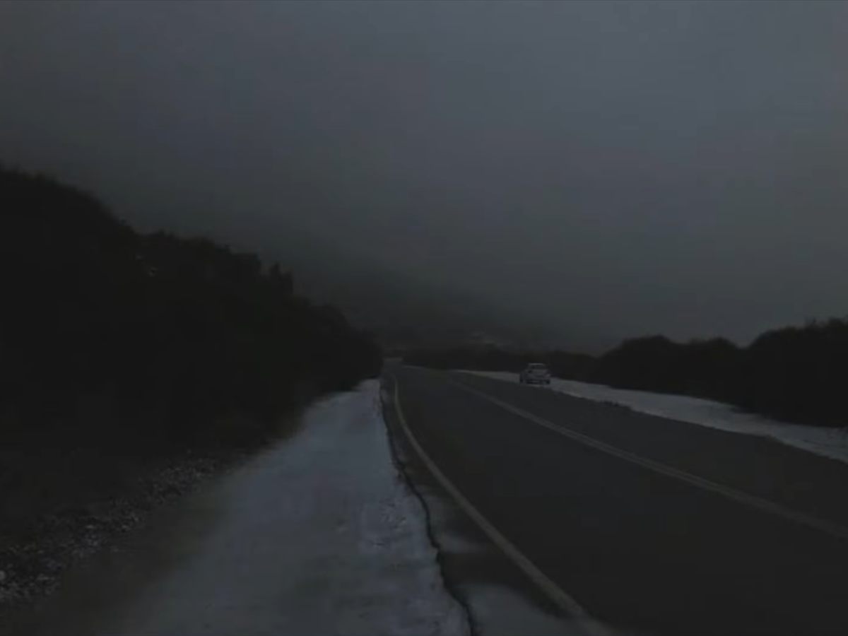 snow road at night